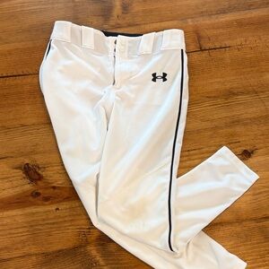 Under Armour Kids White Baseball Pants with Black Trim